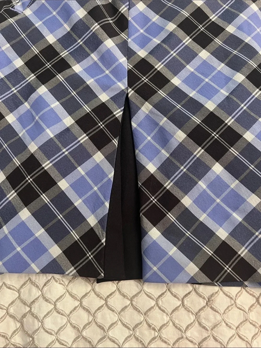Plaid Pleated Mini Skirt in Blue and Black